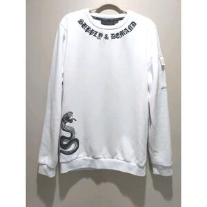 supply & demand White Black Embroidery Cobra Barcode  Applique Sweatshirt Size L